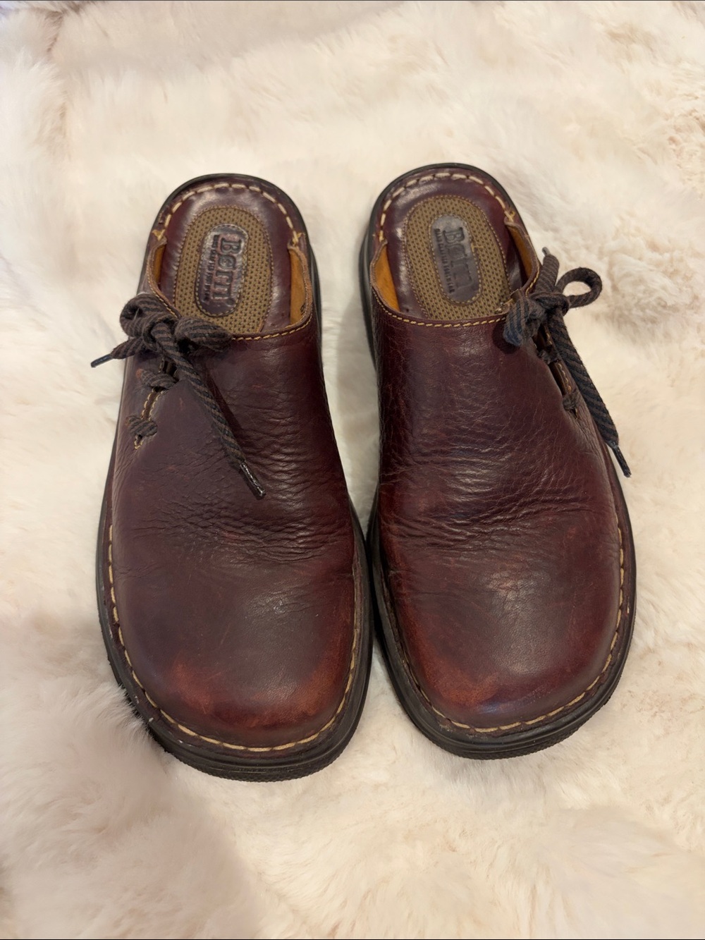 Born Women's Brown Leather Slip-On Clog